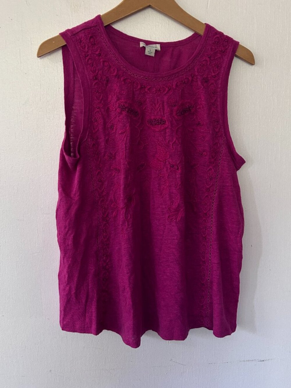 Sundance Sleeveless Top Womens Small Magenta Embroidered Boho Cottage Western